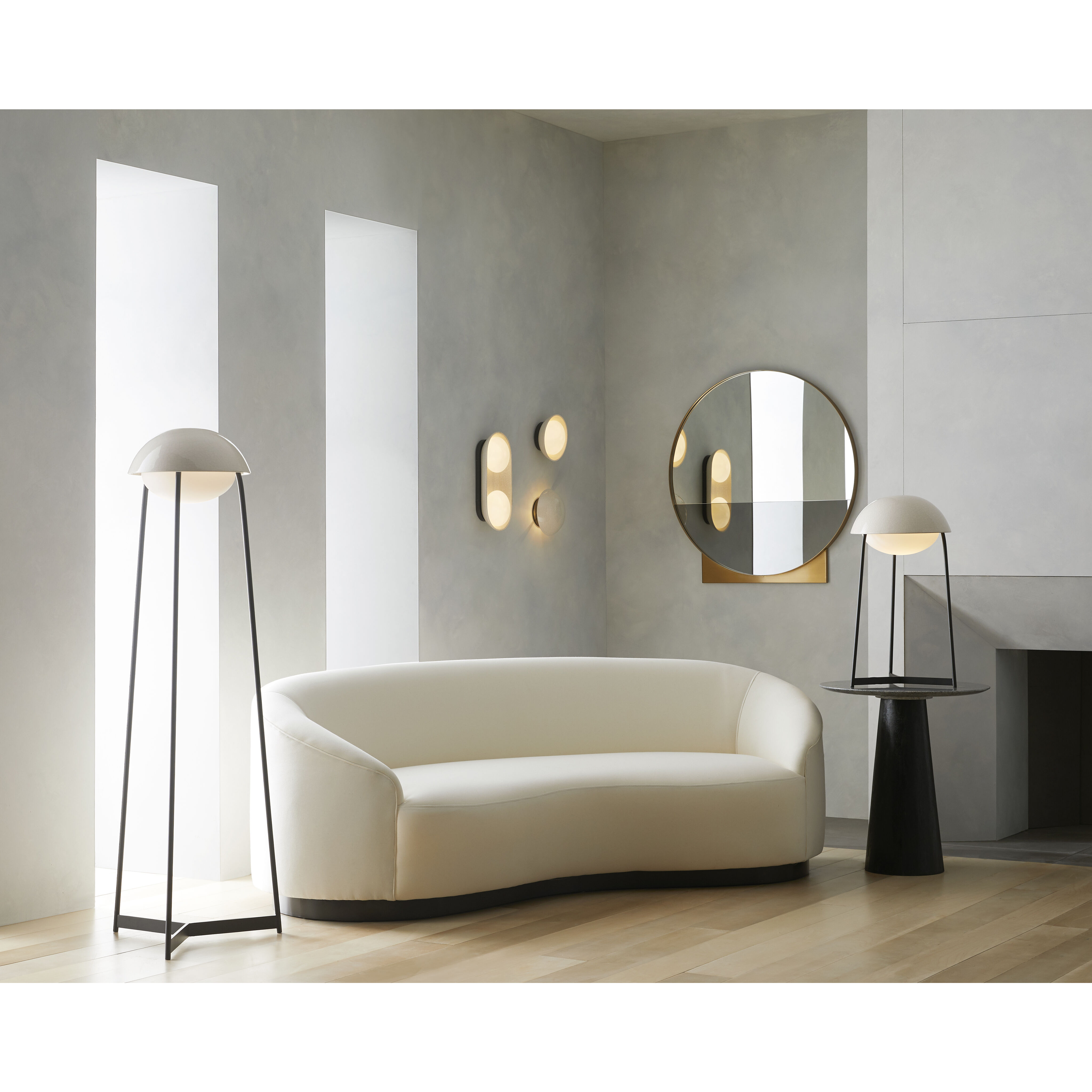 Celeste Side Table in Vintage Brass/White Marble